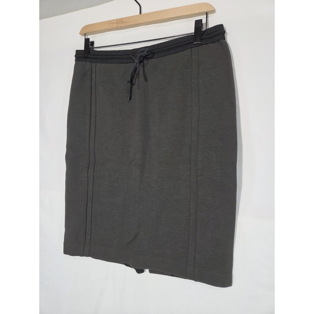 Vince Drawstring Scuba Knee Length Casual Pencil Skirt Charcoal Gray Medium - Picture 2 of 7